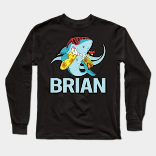 Funny Shark - Brian Name Long Sleeve T-Shirt